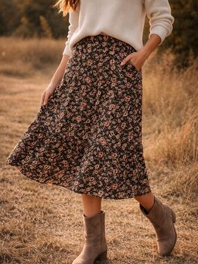 Flowy floral midi skirt from Wild Fable